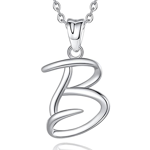 EUDORA Sterling Silver Initial Necklaces for Women, Classic 26 Letter Neckless Gifts for Girls, Sister, Mother Daughter, 18 inch Chain - style: B