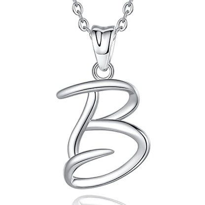 EUDORA Sterling Silver Initial Necklaces for Women, Classic 26 Letter Neckless Gifts for Girls, Sister, Mother Daughter, 18 inch Chain - style: B