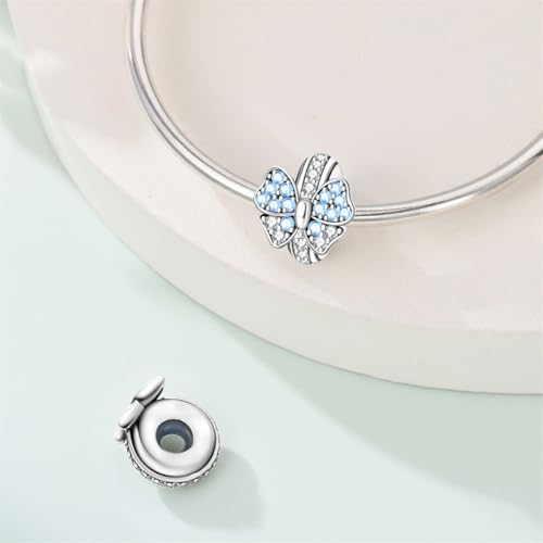 2pcs Stopper Spacer Beads for Pandora Bracelets, Sterling Silver Cross Ladybug Clip Spacer Charms For Bracelet DIY Jewelry Gift - color: Blue Bowtie