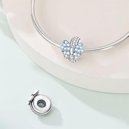 2pcs Stopper Spacer Beads for Pandora Bracelets, Sterling Silver Cross Ladybug Clip Spacer Charms For Bracelet DIY Jewelry Gift - color: Blue Bowtie
