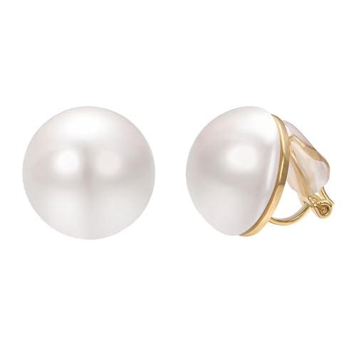 Yoursfs White Pearl Clip On Earrings for Women Classy Faux Pearl Earrings Painless Non-Piercing Hypoallergenic Jewerly