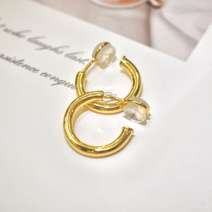 Clip on Earrings for Women, 14K Real Gold Plated Non Pierced Hoop, Clip on Hoops for Non Pierced Ears Gold and White Gold - color: 20mm Hoop Gold