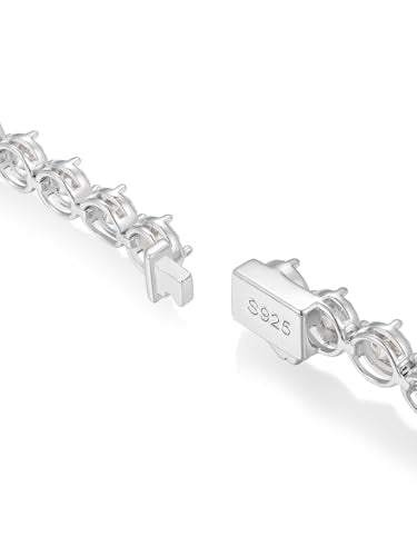 Sterling Silver 14K Gold Plated 2.5mm/3mm/4mm/5mm Round Cut Moissanite Tennis Bracelet, Classic Luxury Bezel Set Diamond Bracelets for Women Men Wedding Birthday Jewelry, Size 6.5" 7" 7.5" 8.3" - color: CZ-3mm Width-Silver, size: 7.5 Inch (Fit Wrist 6.5"-