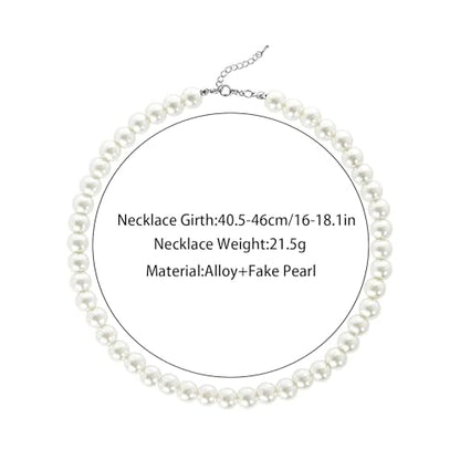 Chunky Pearl Choker Necklace - Stackable Statement Wedding Party Jewelry Gift - size: 10mm pearl