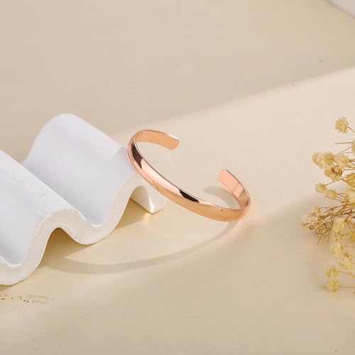 Pure Copper Bracelet – Copper Bracelet for Men & Women – 100% Solid, Raw & Uncoated Handmade Hammered Tibetan Cuff Bangle - color: Mirror Finish