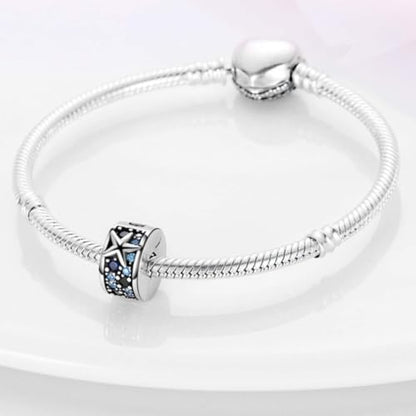 Heart Charm Clip Lock Spacer Stopper Charm Bead Bracelet 925 Sterling Silver Charms Safety Chain for Pandora Bracelets - color: Starfish