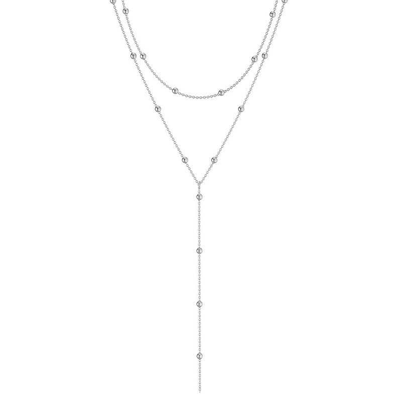 Layered Necklace for Women Dainty Silver/Gold Plated Long Necklaces for Women Trendy Lariat Y Shaped Cubic Zirconia Pendant Necklaces Fashion Jewelry for Women Gift - color: Silver