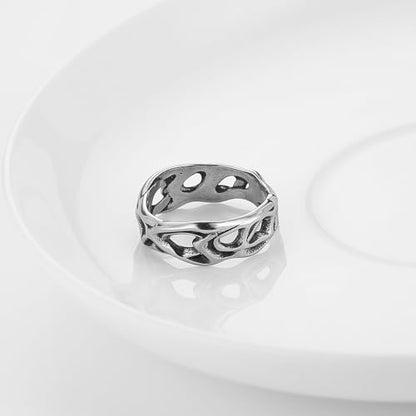 HZMAN Irregular Hollow-Out Stainless Steel Ring for Men & Women, Biker and Cocktail Party Fashion Jewelry, Unique Gift Ring in Sizes 7-12