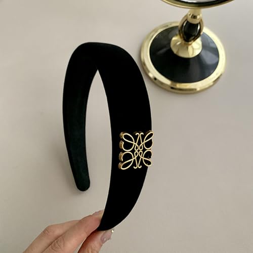 Fashion Headbands, Black Velvet Headband for Women, Classic Retro Design Hair, Suitable for Women Fashion Headband (Black) - color: Totem Style