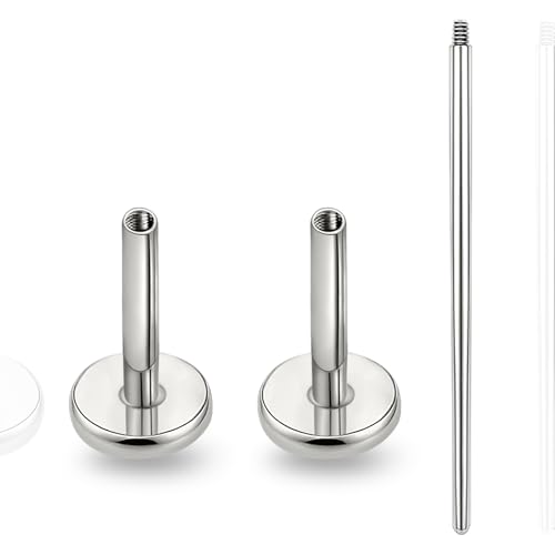 limerencia 16G/18G Hypoallergenic Internal Threaded Titanium Bar Post Replacement,Flat Back Stud Earrings Post Medusa Helix Couch Labret Bar for Women Men Sensitive Ears(A Pair) - color: silver tone, size: 18G-7mm