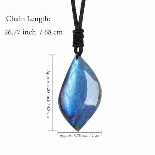 Anjiucc Natural Gemstone Tree of Life Black Obsidian/Golden Obsidian Pendant Necklace for Male and Female Necklace - color: Leaf Shaped