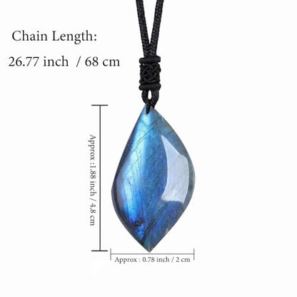 Anjiucc Natural Gemstone Tree of Life Black Obsidian/Golden Obsidian Pendant Necklace for Male and Female Necklace - color: Leaf Shaped