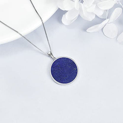 Moon/Lighthouse Necklace 925 Sterling Silver Abalone/Lapis Lazuli Lotus Flower Necklace for Women Crescent Jewelry Gift - style: Lapis Lazuli Moon