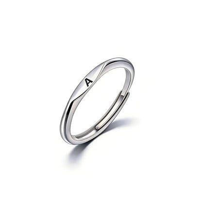 Thin Stacking Initial Rings for Women Stackable Plain Letter Ring Open Adjustable Silver Capital Alphabet Letter Band Ring - color: A