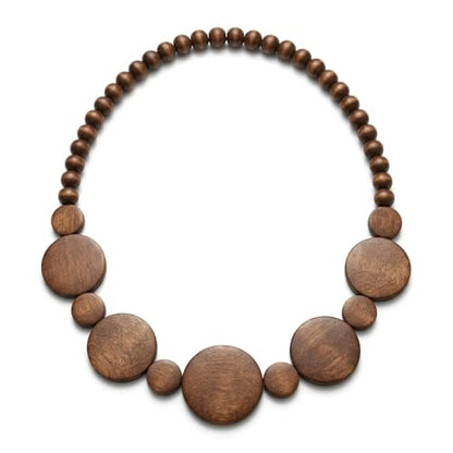 Wood Bead Necklace for Women,Chunky Boho African Necklaces Sweater Chain Brown Necklaces Handmade Wooden Vintage Necklace Bohemia Jewelry Gifts