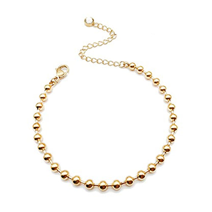 Dainty Bracelets for Women Paperclip Chain Bangles Handmade Tiny Cute Oval and Round Beaded Bracelet 316L Stainless Steel Jewelry Gift for Best Friend - style: Beads Chain 4mm Gold