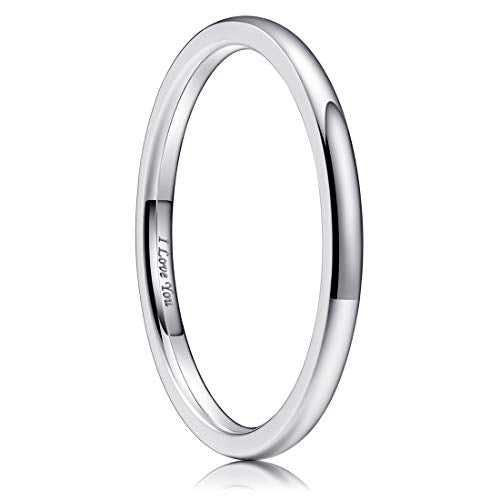 King Will 316L Stainless Steel Wedding Band for Men Women Size 4-15 | 2-8mm Width, Black/Sliver/Gold Plated, Laser I Love You, High Polished, Dome Style, Promise Ring Comfort Fit Promise Gift - color: A-Sliver-Plated-2mm