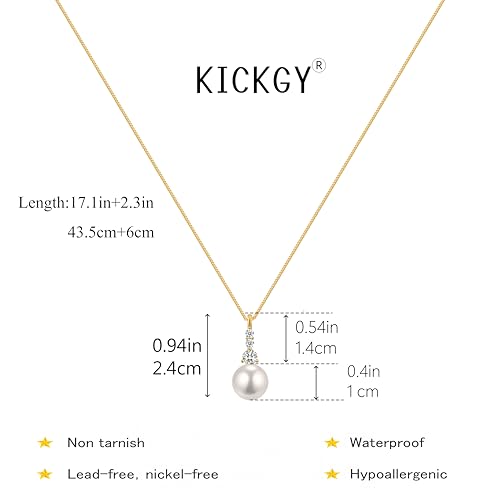 Pearl Necklaces for Women Trendy,Dainty Pearl Pendant Necklace | 14k Gold Plated Elegant Pearl Necklace,Simple Pearl Pendant,Dainty Gold Jewelry,Waterproof Summer Bridal Wedding Accessories - color: GOLD-17