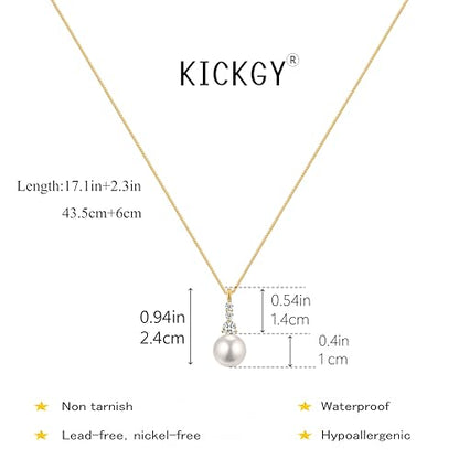 Pearl Necklaces for Women Trendy,Dainty Pearl Pendant Necklace | 14k Gold Plated Elegant Pearl Necklace,Simple Pearl Pendant,Dainty Gold Jewelry,Waterproof Summer Bridal Wedding Accessories - color: GOLD-17