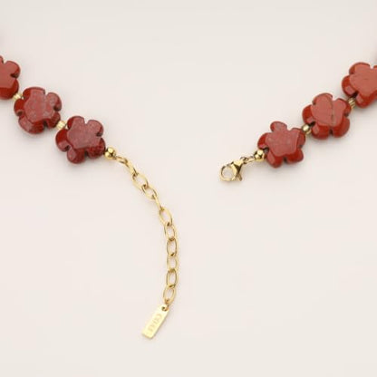 COAI Chunky Colorful Necklace for Women, Summer Beach Jewelry Crystal Flower Necklace for Women, Multi-Gemstones Sodalite Red Jasper Chunky Choker - style: Red Jasper Necklace