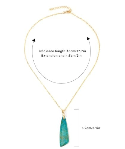 Nature Stone Necklaces for Women Boho Pendant Necklace 18K Gold Chain Necklaces - color: Sky Blue