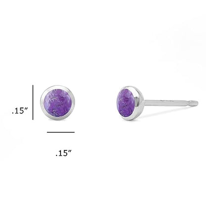 Boma Jewelry Sterling Silver Mini Circle Stud Earrings - color: Purple Turquoise