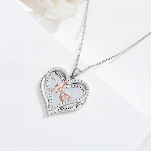925 Sterling Silver Necklace Gifts for Women Crystal/Opal Jewelry Pendant Christmas Birthday Gift - style: Opal-Mom