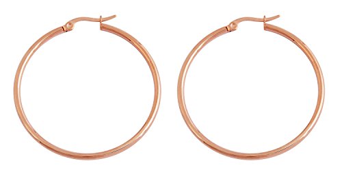Rounded Hoops Earrings (20mm-60mm Diameter) - color: Rose Gold 40mm