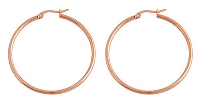 Rounded Hoops Earrings (20mm-60mm Diameter) - color: Rose Gold 40mm