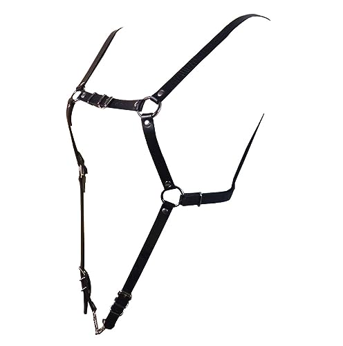 Mens Black Leather Armors Suspenders Shoulder Strap Body Chest Harness Chain Belt Adjustable Gay Punk Clubwear Costume - color: Black1