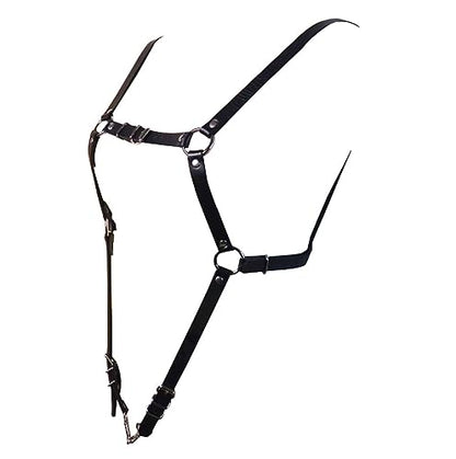 Mens Black Leather Armors Suspenders Shoulder Strap Body Chest Harness Chain Belt Adjustable Gay Punk Clubwear Costume - color: Black1