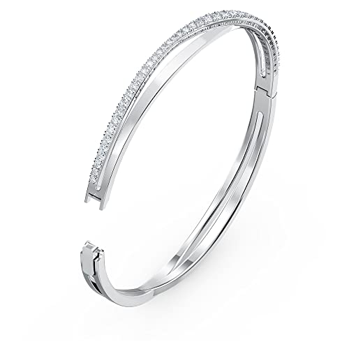 Swarovski Twist Rows Crystal Bracelet Collection, Rhodium & Rose Gold Tone Finish, Clear Crystals - size: Small, style: Rhodium Tone Finish