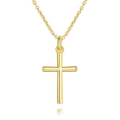 AMELINE Cross Necklace for Women 14K Gold Cross Necklace for Women | Gold Cross Necklaces for Women Gold Cross Chain Minimalist Pendant Small Necklace for Women Jewelry 45+5 cm