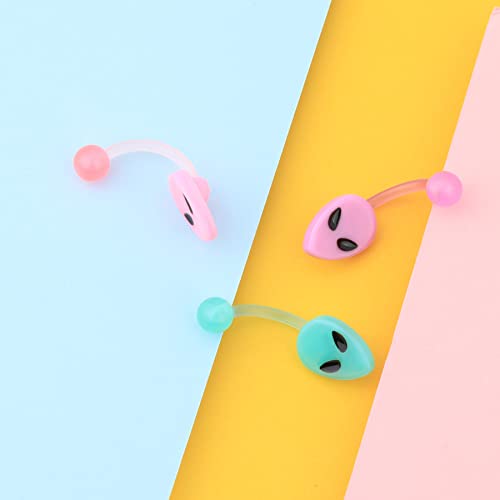 Melighting Plastic Belly Button Rings 14G Alien Belly Rings for Women Arcylic Belly Piercing Jewelry for Women Soft Navel Barbell Body Piercing Jewelry