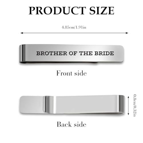 Brother of The Bride Gifts Best Man from Groom Sister Bride Stainless Steel Tie Clip Bar Pin Tie Clips Man of Honor Groomsman Gifts for Wedding Sister Marriage Gift Presents for Men Brothers