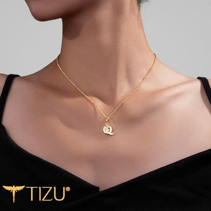 TIZU Initial Necklaces for Women - Dainty 14K Gold Plated Letter Pendant Trendy Personalized Initial A-Z Necklaces Jewelry Gift - color: Gold-Q