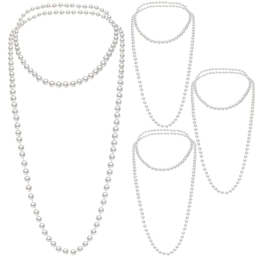 Aurelema Long Pearl Necklace Faux Pearls Necklaces for Women 1920s Jewelry Strand Beads for Wedding Halloween Costume Party
