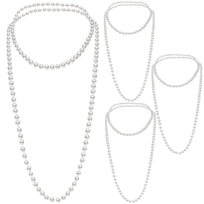 Aurelema Long Pearl Necklace Faux Pearls Necklaces for Women 1920s Jewelry Strand Beads for Wedding Halloween Costume Party
