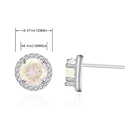 YOQUCOL Bright 8MM,10MM Cubic Zirconia Crystal Stud Earrings Round Pierced Earrings For Women - color: 10MM-AB-Color