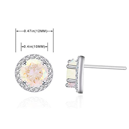 YOQUCOL Bright 8MM,10MM Cubic Zirconia Crystal Stud Earrings Round Pierced Earrings For Women - color: 10MM-AB-Color