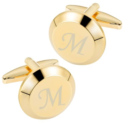 GWD Cufflinks for Men Stainless Steel Initial Cuff Links Alphabet Letter A-Z Groom Father Gift - style: M