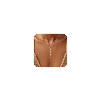 Lariat Necklace for Women, Non Tarnish Dainty Chain Stackable 14K Gold Plated Cute Trendy Layered Necklaces Elegant Jewelry Gift for Women Her - color: Gold, style: CZ