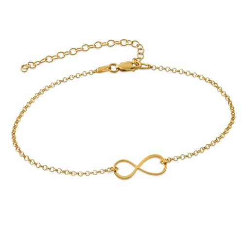 Personalized Infinity Bracelet - Choose Your Style - Sterling Silver, Solid Gold or Plated - Rolo Chain - color: 18K Gold Vermeil Silver, size: Classic Bracelet