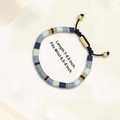 18K Gold-Plated Bracelets for Men Franco Link Chain Adjustable | Stainless Steel Bracelet, Gold Beads Bracelet, Handcrafted Braided, Mens Jewelry Birthday Gift for Men - color: Blue