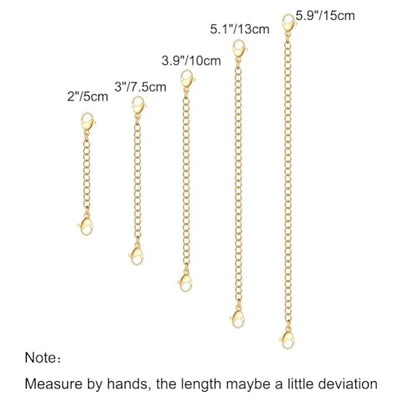 5Pcs Gold Stainless Steel Necklace Extender Chain Necklace Extenders for Bracelet Anklet Stainless Steel Chain Extenders for Jewelry Making (2in 3in 4in 5in 6in) - color: Gold