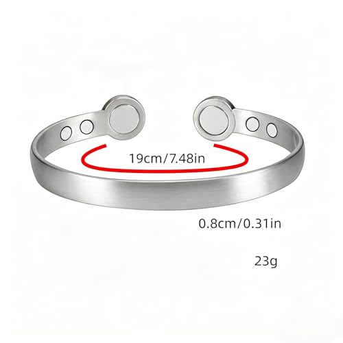 Calming Bracelet Ring Set for Women, Menopause Bracelets Adjustable Bangle Stainless Steel Cuff Climacterium Anxiety Stress Relief Energy Open Jewelry Gift - color: Silver PRO + Silver
