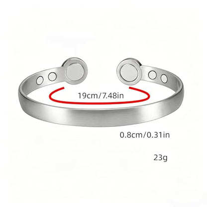 Calming Bracelet Ring Set for Women, Menopause Bracelets Adjustable Bangle Stainless Steel Cuff Climacterium Anxiety Stress Relief Energy Open Jewelry Gift - color: Silver PRO + Silver