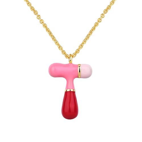 Kainier Bubble Letter Initial Necklace for Women, Colorful Balloon Alphabet Name Pendant Dainty Cute 14K Gold Plated Necklaces Jewelry Gifts… - color: Colourful, style: T