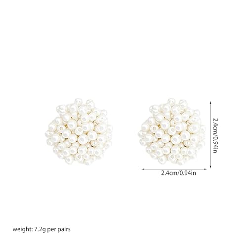 Pearl Bead Cluster Stud Earrings for Women Minimalist White Round Faux Pearls Earrings Bridal Party Jewelry