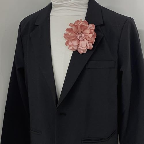 Dainty Fabric Rose Flower Large Brooch Lapel Pins Flower Brooches Pin Classic for Wedding Party Dance Banquet for Women Dress Suit Clothes Accessories Jewelry 100mm - color: Deep Pink